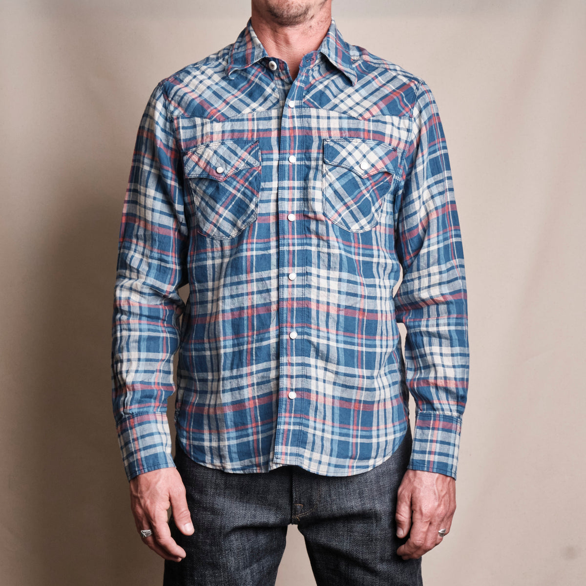Western Scout Kingfisher Blue Plaid