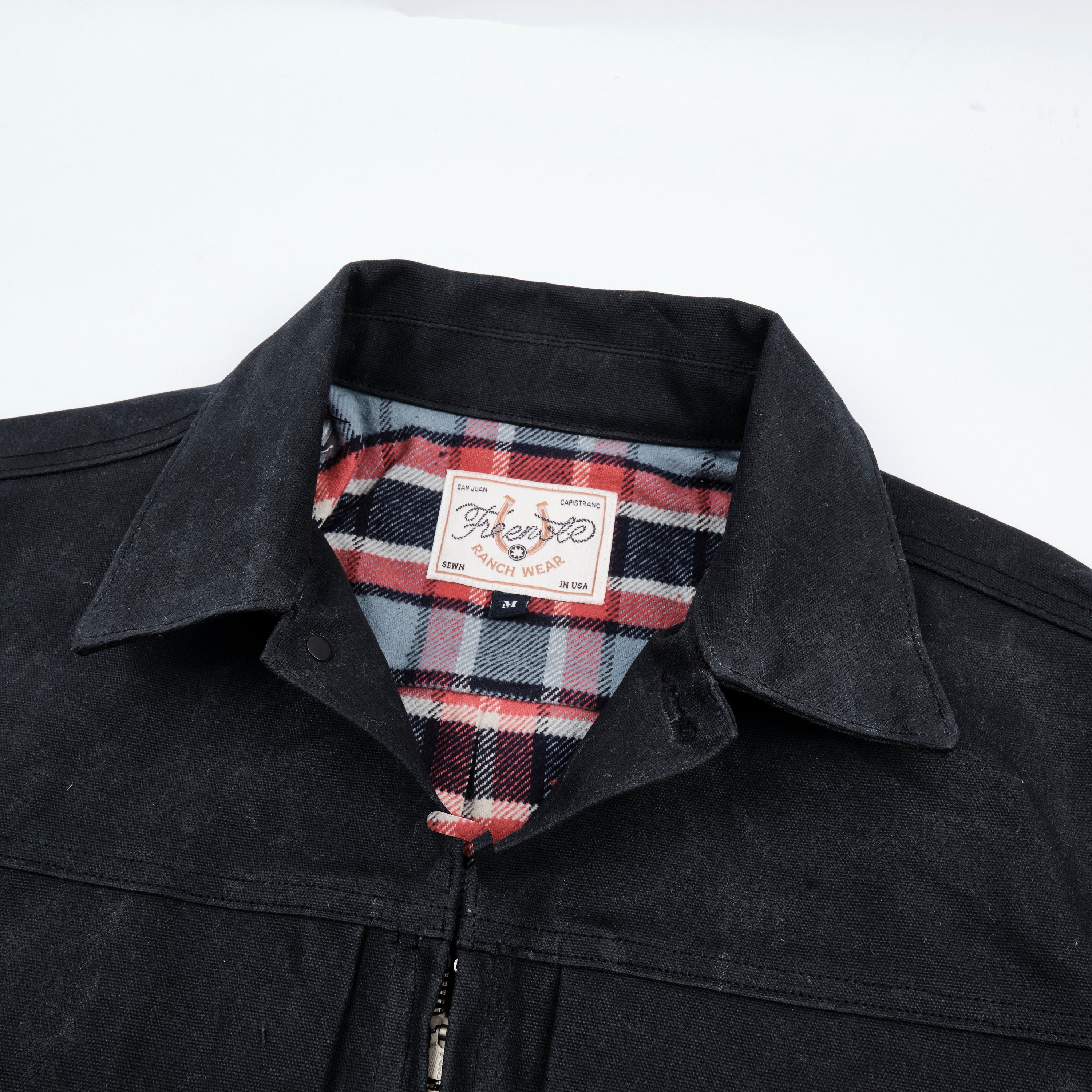 Faro Black Heavy Waxed Canvas Blue Plaid