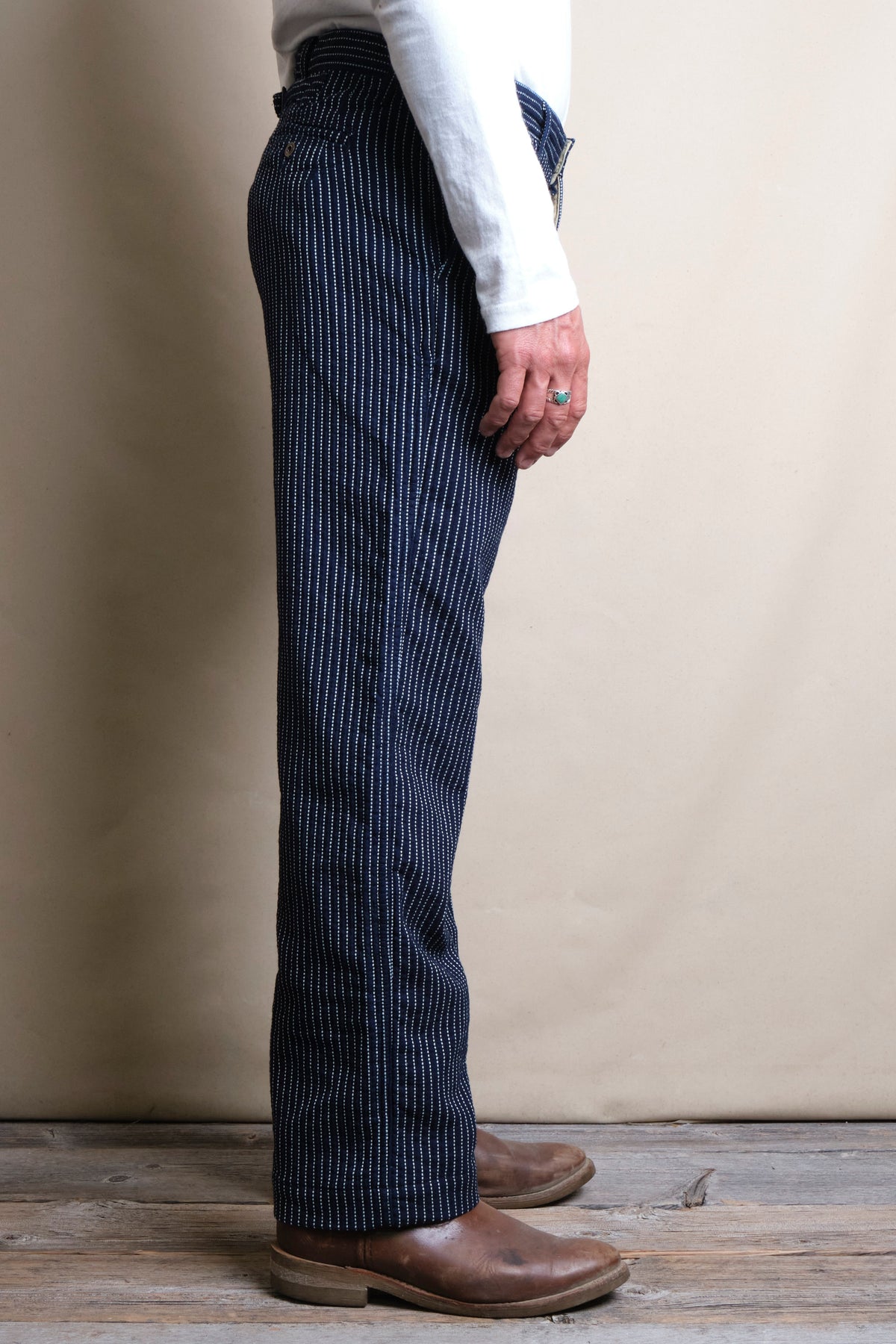 Western Pant Blue Dobby Stripe