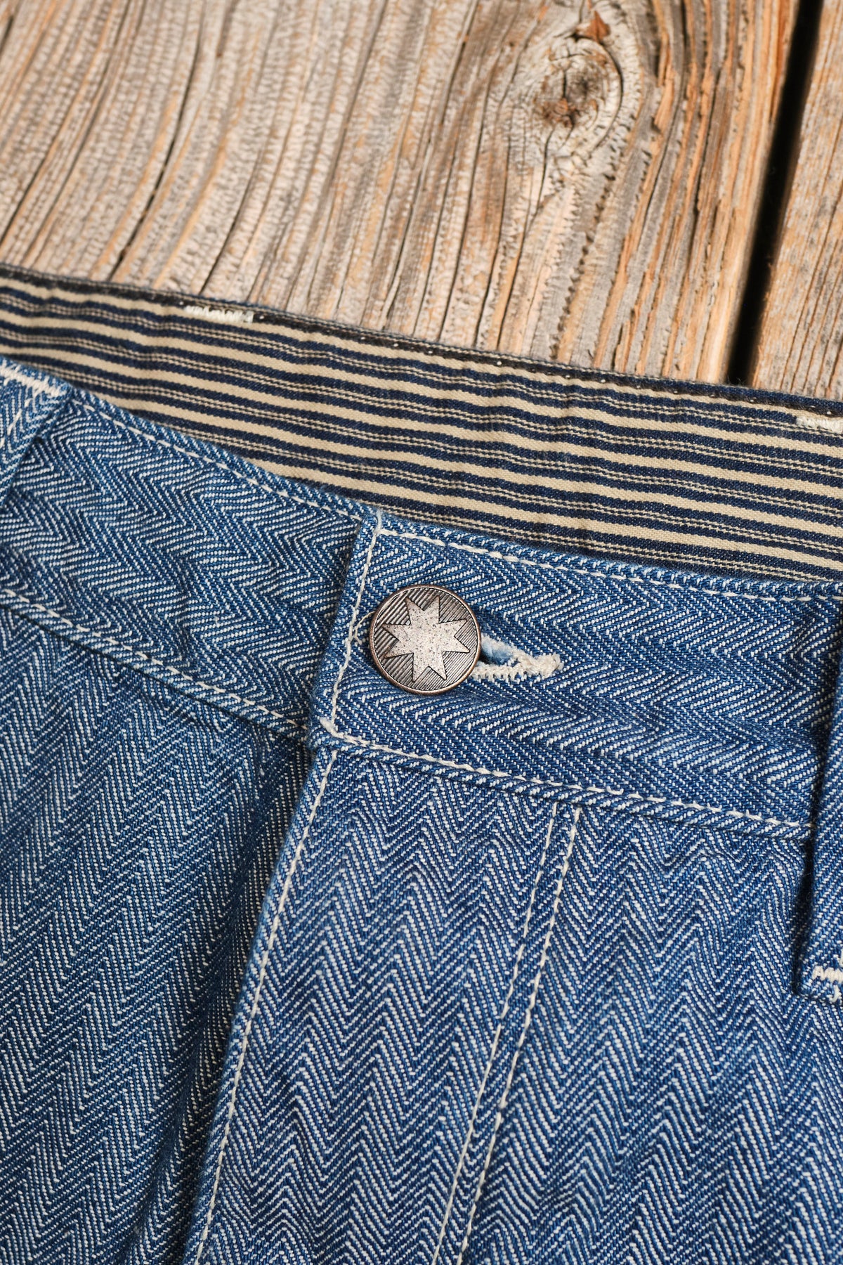 Ortega Pant 13 Ounce Blue Herringbone