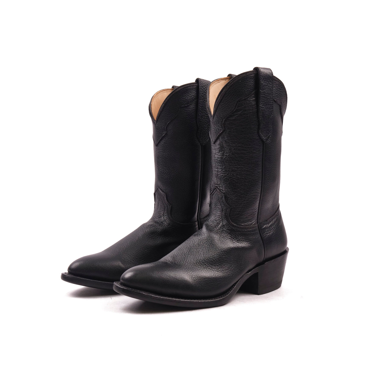 Freenote Cloth x Fenoglio Boot Co. - Black Deerskin Cowboy Boot